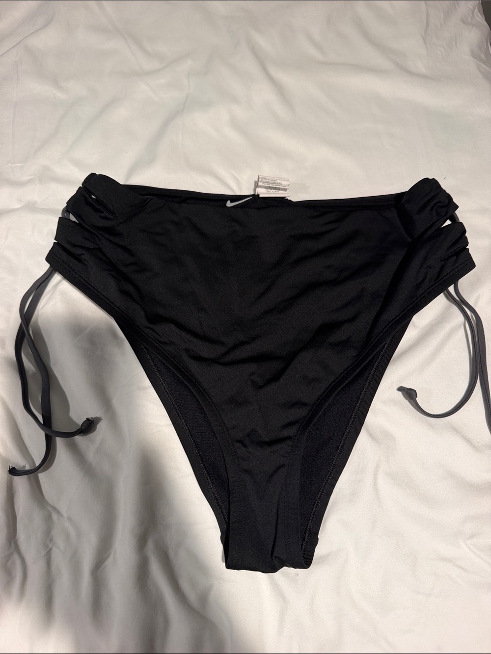 Nike Black High-Waist Tie-Side Swim Bottoms